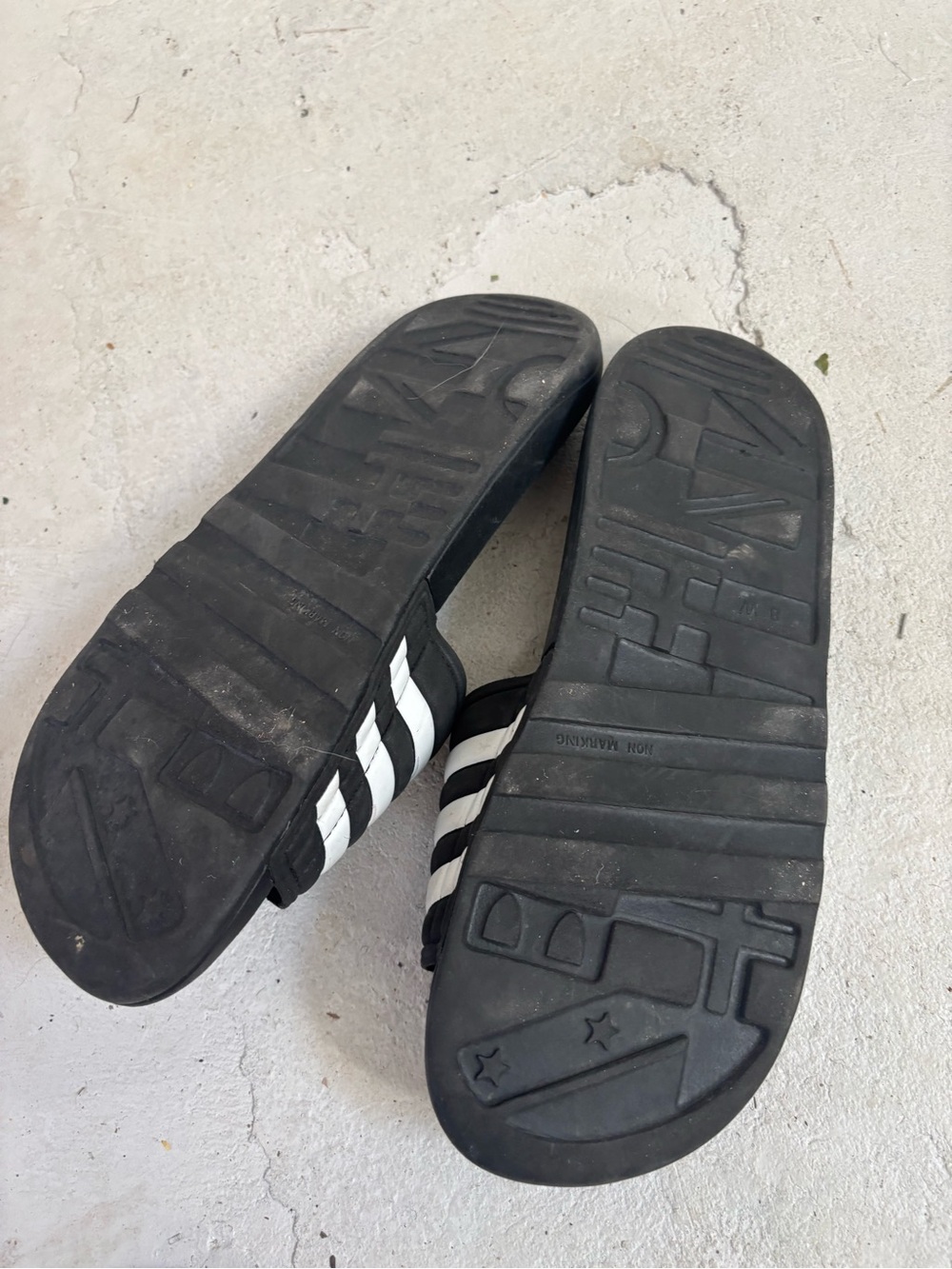 adidas Black & White Massage Slide Sandals - Picture 2 of 3